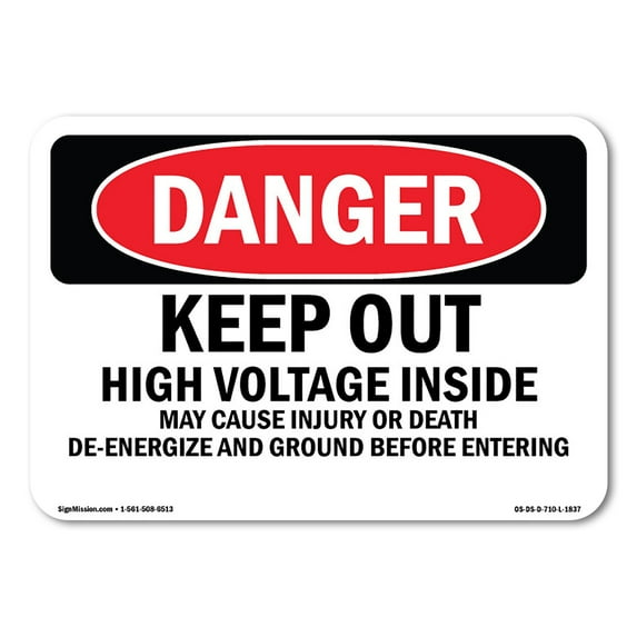 OSHA Danger Sign - Keep Out High Voltage Injury Death Ground | Plastic Sign | Protect Your Business, Construction Site, Shop Area | Made in The USA