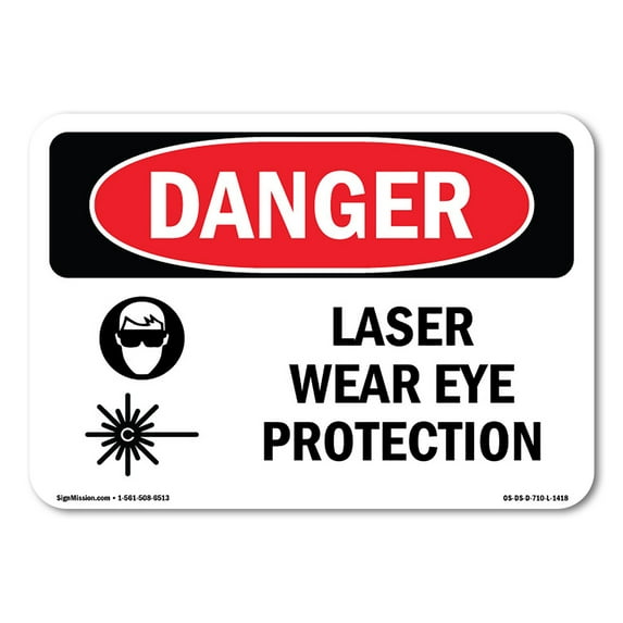 OSHA Danger Sign - Laser Wear Eye Protection | Plastic Sign | Protect Your Business, Construction Site, Warehouse & Shop Area | Made in The USA