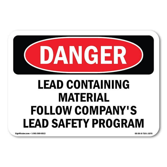 OSHA Danger Sign - Lead Containing Material Safety Program | Plastic Sign | Protect Your Business, Construction Site, Shop Area | Made in The USA