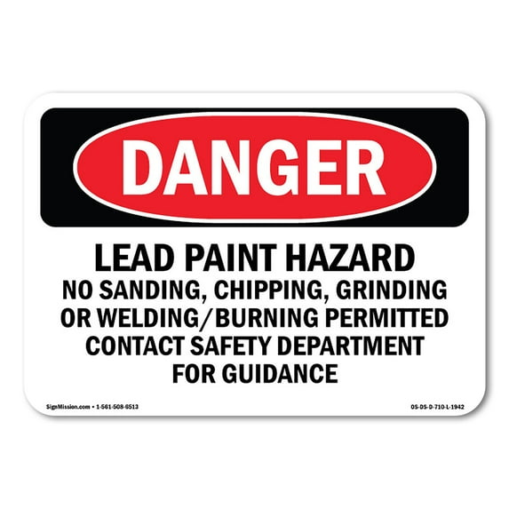 OSHA Danger Sign - Lead Paint Hazard No Sanding Chipping | Decal | Protect Your Business, Construction Site, Shop Area | Made in The USA