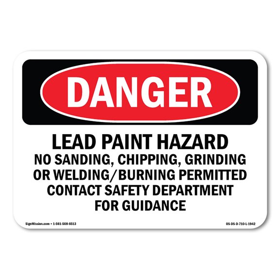 OSHA Danger Sign - Lead Paint Hazard No Sanding Chipping | Plastic Sign | Protect Your Business, Construction Site, Shop Area | Made in The USA