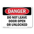 thumbnail image 1 of OSHA Danger Sign - Do Not Leave Door Open Or Unlocked | Plastic Sign | Protect Your Business, Construction Site, Warehouse & Shop Area |  Made in The USA, 1 of 5