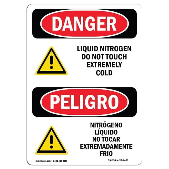 OSHA Danger Sign - Liquid Nitrogen No Touch Cold Bilingual