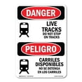 thumbnail image 1 of OSHA Danger Sign - Live Tracks Do Not Stop On Tracks Bilingual | Plastic Sign | Protect Your Business, Construction Site, Shop Area |  Made in The USA, 1 of 5