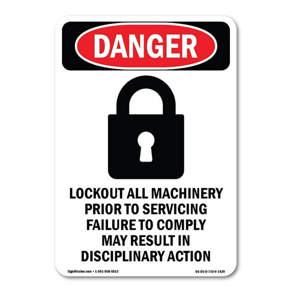 OSHA Danger Sign - Lockout All Machinery | Decal | Protect Your Business, Construction Site, Warehouse & Shop Area | Made in The USA
