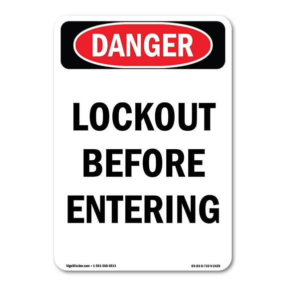 OSHA Danger Sign - Lockout Before Entering | Decal | Protect Your Business, Construction Site, Warehouse & Shop Area | Made in The USA