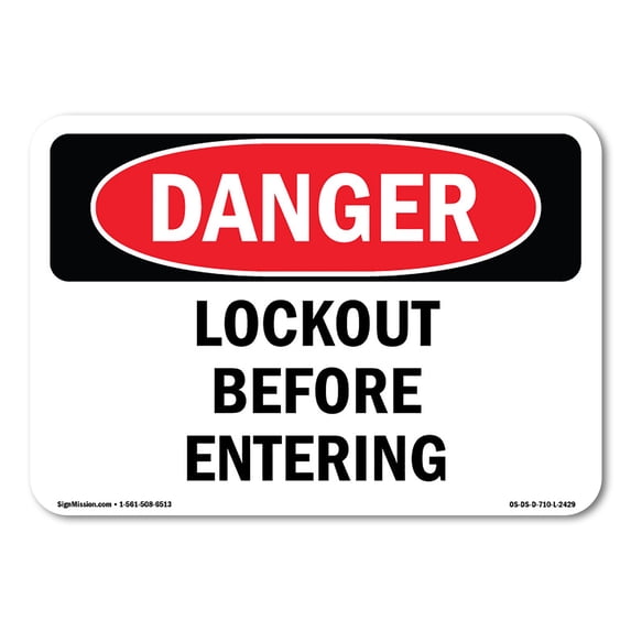 OSHA Danger Sign - Lockout Before Entering | Decal | Protect Your Business, Construction Site, Warehouse & Shop Area | Made in The USA