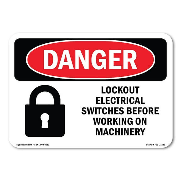 OSHA Danger Sign - Lockout Electrical Switches Before Working | Plastic Sign | Protect Your Business, Construction Site, Shop Area |  Made in The USA
