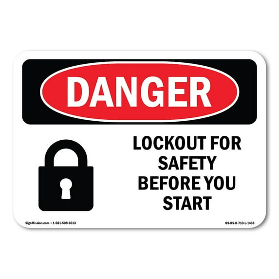 OSHA Danger Sign - Lockout For Safety Before You Start | Plastic Sign | Protect Your Business, Construction Site, Warehouse & Shop Area | Made in The USA