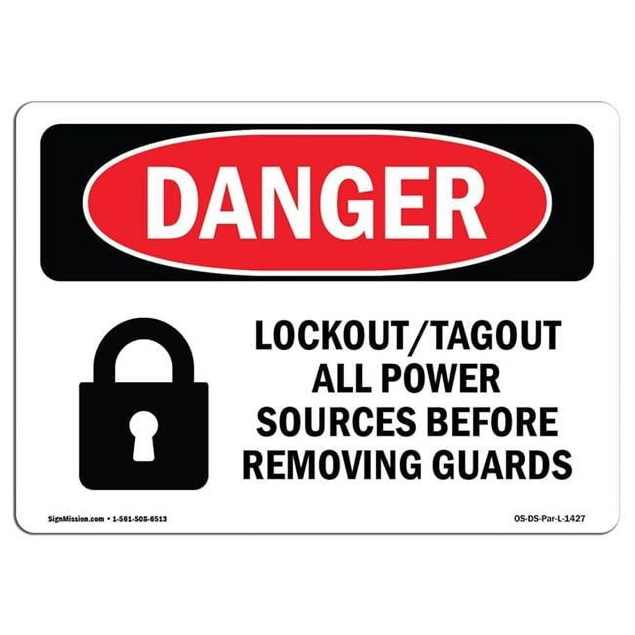OSHA Danger Sign - Lockout Tagout All Power Sources - Walmart.com