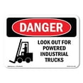 thumbnail image 1 of OSHA Danger Sign - Look Out For Powered Industrial Trucks | Plastic Sign | Protect Your Business, Construction Site, Shop Area |  Made in The USA, 1 of 5