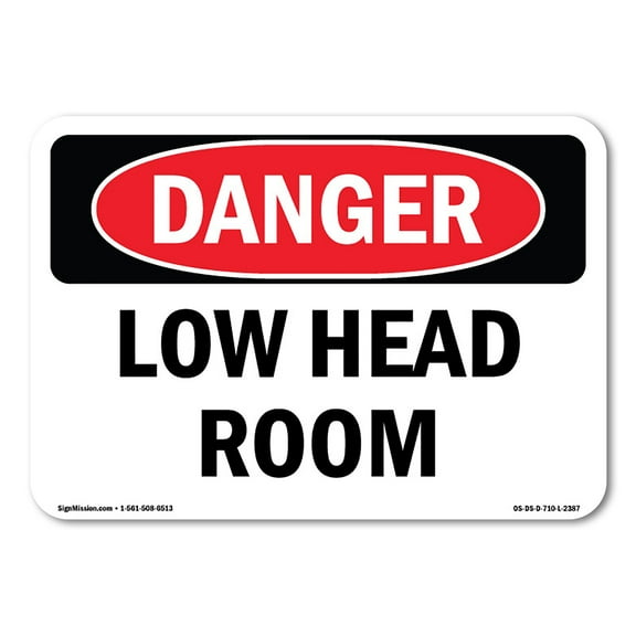OSHA Danger Sign - Low Head Room | Plastic Sign | Protect Your Business, Construction Site, Warehouse & Shop Area |  Made in The USA