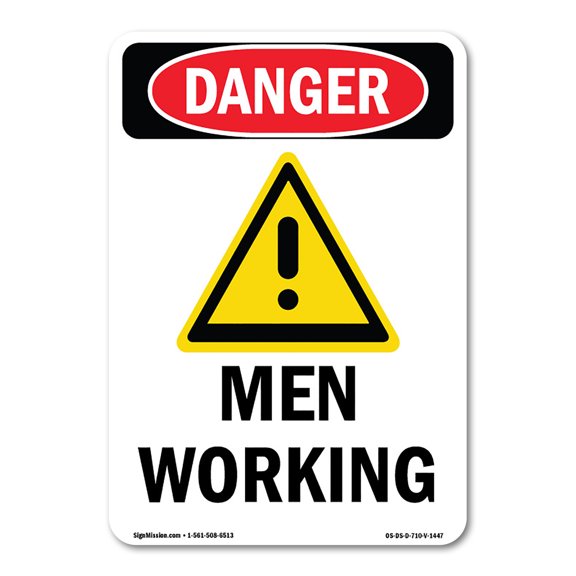 OSHA Danger Sign -  Men Working | Decal | Protect Your Business, Construction Site, Warehouse & Shop Area |  Made in The USA