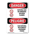 thumbnail image 1 of OSHA Danger Sign - Natural Gas No Smoking Bilingual | Decal | Protect Your Business, Construction Site, Warehouse & Shop Area |  Made in The USA, 1 of 5