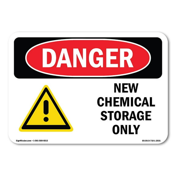 OSHA Danger Sign - New Chemical Storage Only | Decal | Protect Your Business, Construction Site, Warehouse & Shop Area |  Made in The USA