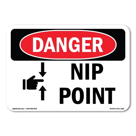 OSHA Danger Sign - Nip Point | Plastic Sign | Protect Your Business, Construction Site, Warehouse & Shop Area |  Made in The USA