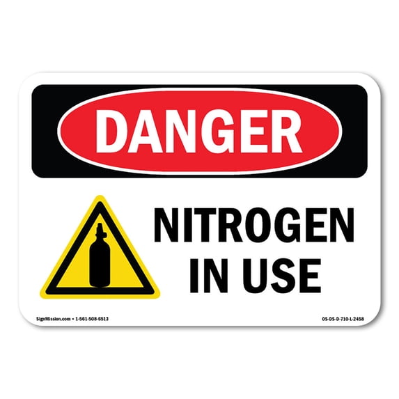 OSHA Danger Sign - Nitrogen In Use | Decal | Protect Your Business, Construction Site, Warehouse & Shop Area | Made in The USA