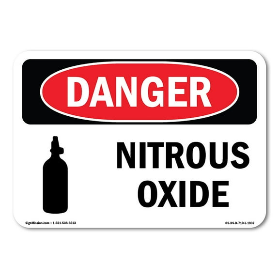 OSHA Danger Sign - Nitrous Oxide | Plastic Sign | Protect Your Business, Construction Site, Warehouse & Shop Area |  Made in The USA