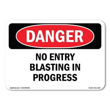 OSHA Danger Sign - No Entry Blasting In Progress | Plastic Sign | Protect Your Business, Construction Site, Warehouse & Shop Area |  Made in The USA