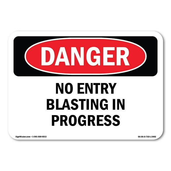 OSHA Danger Sign - No Entry Blasting In Progress | Plastic Sign | Protect Your Business, Construction Site, Warehouse & Shop Area |  Made in The USA