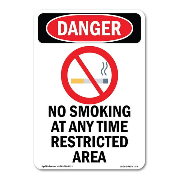OSHA Danger Sign -  No Smoking At Any Time | Plastic Sign | Protect Your Business, Construction Site, Warehouse & Shop Area |  Made in The USA