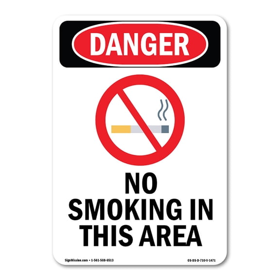 OSHA Danger Sign -  No Smoking In This Area | Plastic Sign | Protect Your Business, Construction Site, Warehouse & Shop Area |  Made in The USA