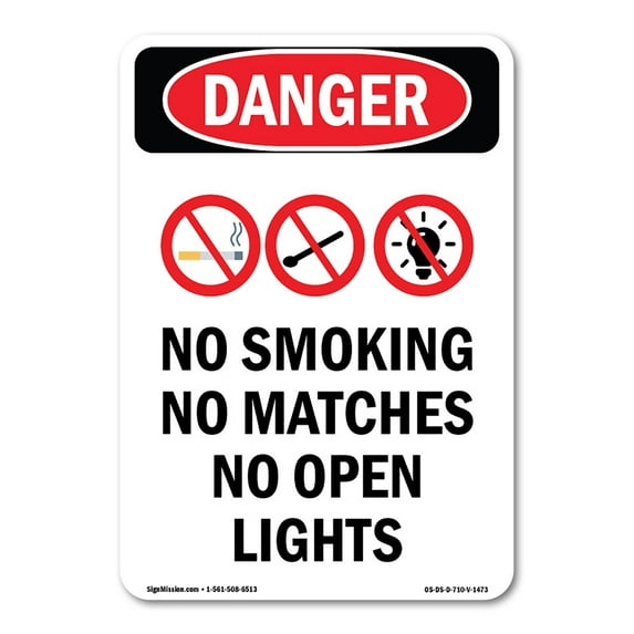 OSHA Danger Sign - No Smoking No Matches | Decal | Protect Your Business, Construction Site, Warehouse & Shop Area | Made in The USA
