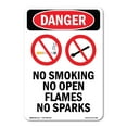 thumbnail image 1 of OSHA Danger Sign -  No Smoking No Open | Plastic Sign | Protect Your Business, Construction Site, Warehouse & Shop Area |  Made in The USA, 1 of 5