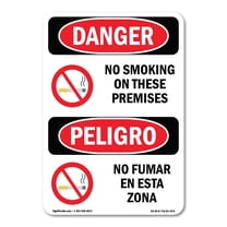 OSHA Danger Sign - No Smoking On These Premises Bilingual | Plastic Sign | Protect Your Business, Construction Site, Shop Area | Made in The USA