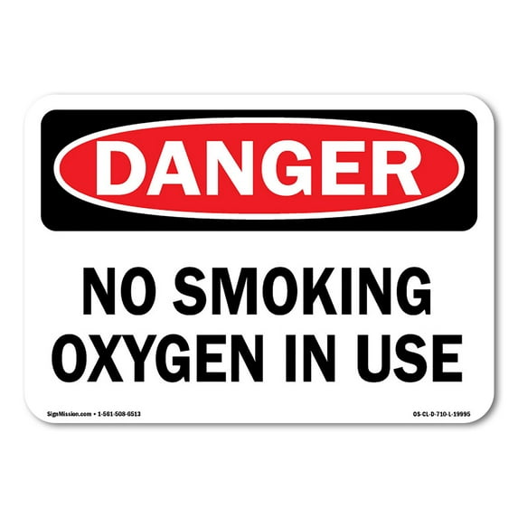 OSHA Danger Sign - No Smoking Oxygen In Use | Plastic Sign | Protect Your Business, Construction Site, Warehouse & Shop Area | Made in the USA