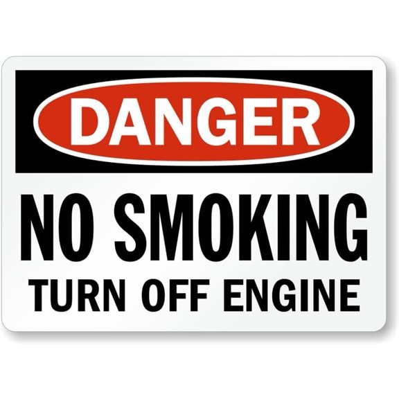 OSHA Danger Sign: No Smoking - Turn Off Engine Man Cave Garage Shop Bar Restaurant Home Decor Metal Sign, 12" x 8"
