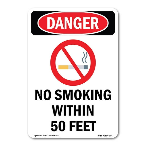 OSHA Danger Sign -  No Smoking Within 50 Feet | Decal | Protect Your Business, Construction Site, Warehouse & Shop Area |  Made in The USA
