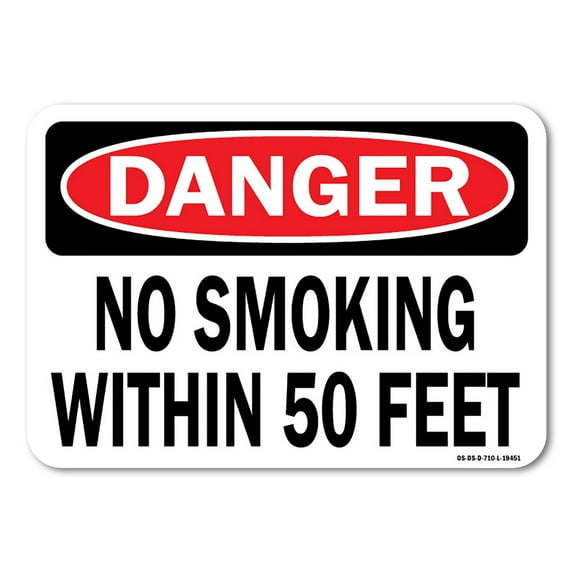 OSHA Danger Sign - No Smoking Within 50 Feet | Plastic Sign | Protect Your Business, Work Site, Warehouse & Shop Area | Made in the USA