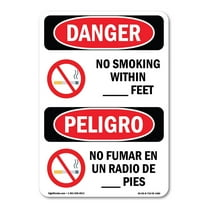 OSHA Danger Sign - No Smoking Within X Feet Bilingual | Decal | Protect Your Business, Construction Site, Warehouse & Shop Area |  Made in The USA
