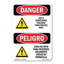 OSHA Danger Sign - Not A Pedestrian Walkway Bilingual | Decal | Protect Your Business, Construction Site, Warehouse & Shop Area |  Made in The USA