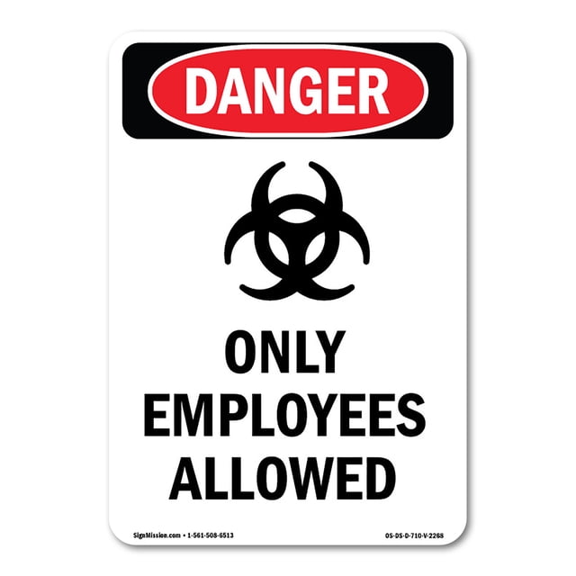OSHA Danger Sign - Only Employees Allowed | Plastic Sign | Protect Your ...