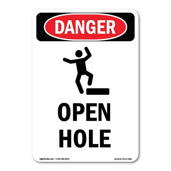 OSHA Danger Sign -  Open Hole | Decal | Protect Your Business, Construction Site, Warehouse & Shop Area |  Made in The USA