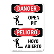 OSHA Danger Sign - Open Pit | Plastic Sign | Protect Your Business, Construction Site, Warehouse & Shop Area | Made in The USA