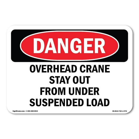 OSHA Danger Sign - Overhead Crane Suspended Load | Plastic Sign | Protect Your Business, Construction Site, Warehouse & Shop Area | Made in The USA
