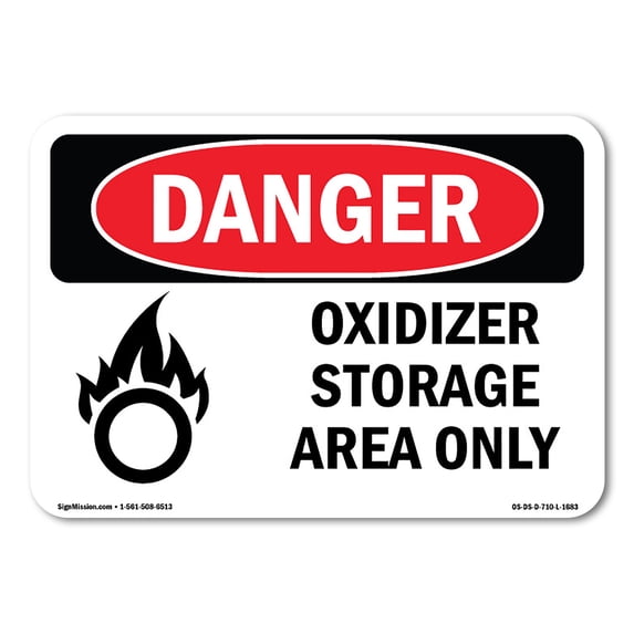 OSHA Danger Sign - Oxidizer Storage Area Only | Decal | Protect Your Business, Construction Site, Warehouse & Shop Area | Made in The USA