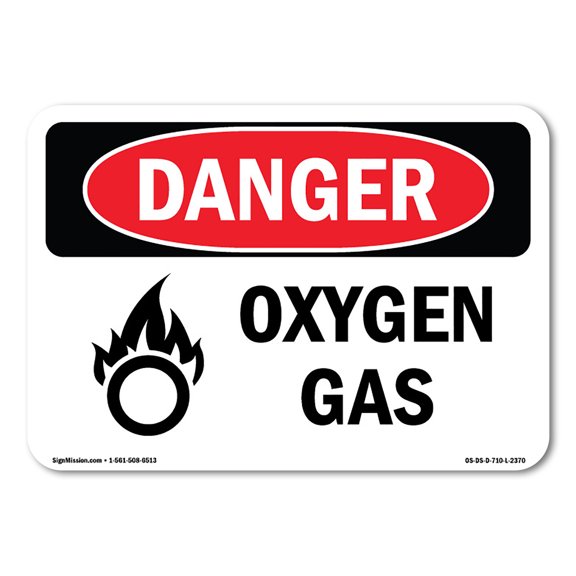 OSHA Danger Sign - Oxygen Gas | Decal | Protect Your Business, Construction Site, Warehouse & Shop Area |  Made in The USA