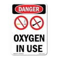 thumbnail image 1 of OSHA Danger Sign -  Oxygen In Use | Decal | Protect Your Business, Construction Site, Warehouse & Shop Area |  Made in The USA, 1 of 5