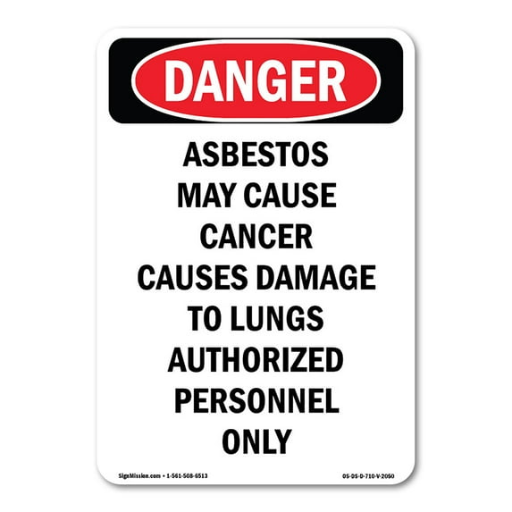OSHA Danger Sign - PORTRAIT Contains Asbestos Fibers | Decal | Protect Your Business, Construction Site, Warehouse & Shop Area | Made in The USA