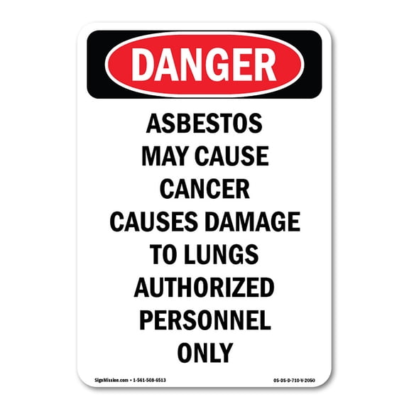 OSHA Danger Sign - PORTRAIT Contains Asbestos Fibers | Decal | Protect Your Business, Construction Site, Warehouse & Shop Area | Made in The USA