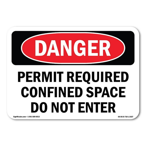 OSHA Danger Sign - Permit Required Confined Space Do Not Enter | Decal | Protect Your Business, Construction Site, Shop Area | Made in The USA