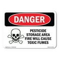 thumbnail image 1 of OSHA Danger Sign - Pesticide Storage Fire Cause Toxic Fumes | Decal | Protect Your Business, Construction Site, Shop Area |  Made in The USA, 1 of 5