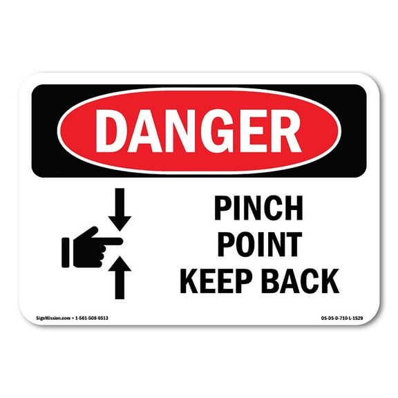 OSHA Danger Sign - Pinch Point Keep Back | Plastic Sign | Protect Your Business, Construction Site, Warehouse & Shop Area |  Made in The USA