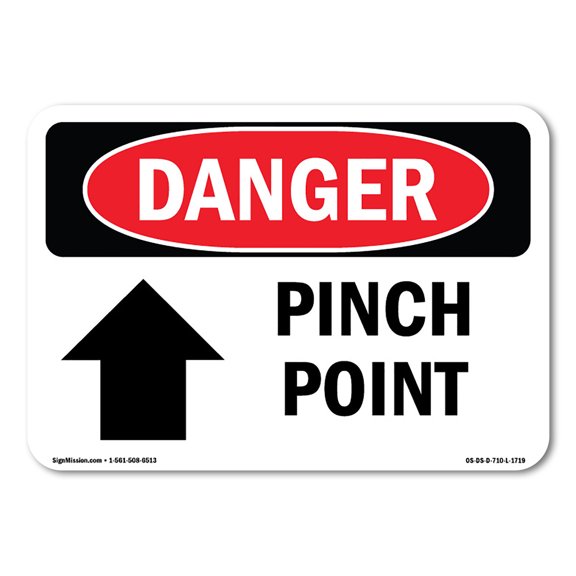 OSHA Danger Sign - Pinch Point | Plastic Sign | Protect Your Business, Construction Site, Warehouse & Shop Area |  Made in The USA