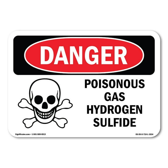 OSHA Danger Sign - Poisonous Gas Hydrogen Sulfide With Symbol | Decal | Protect Your Business, Construction Site, Shop Area | Made in The USA