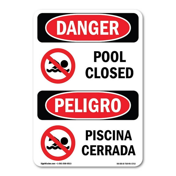 OSHA Danger Sign - Pool Closed | Plastic Sign | Protect Your Business, Construction Site, Warehouse & Shop Area |  Made in The USA
